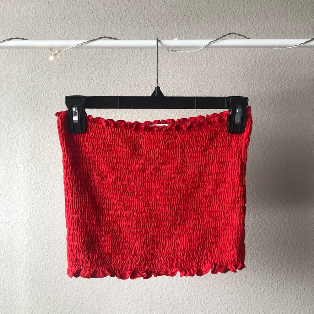 Red Scrunchy Bandeau